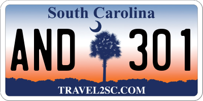 SC license plate AND301