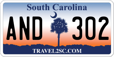 SC license plate AND302