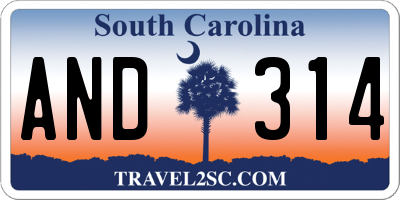 SC license plate AND314