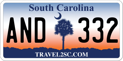 SC license plate AND332