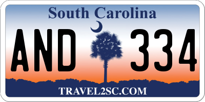 SC license plate AND334