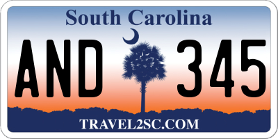 SC license plate AND345