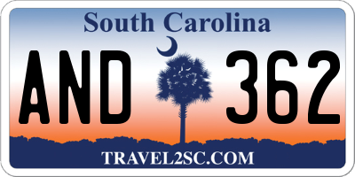 SC license plate AND362