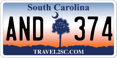 SC license plate AND374