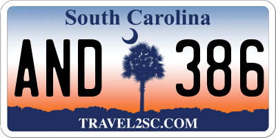 SC license plate AND386
