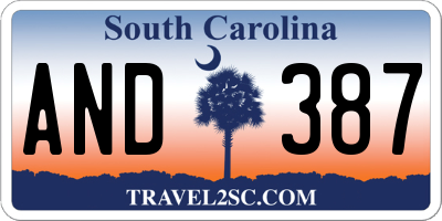 SC license plate AND387