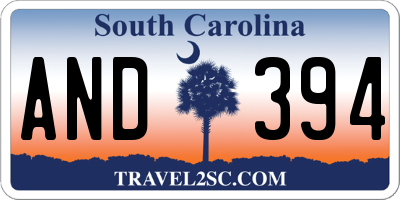 SC license plate AND394
