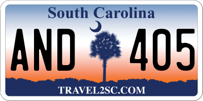 SC license plate AND405