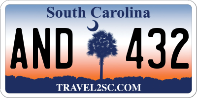 SC license plate AND432