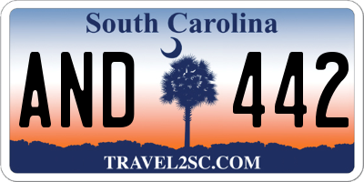 SC license plate AND442