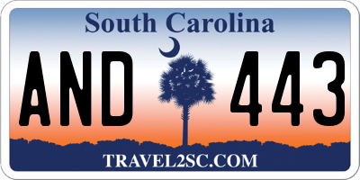 SC license plate AND443