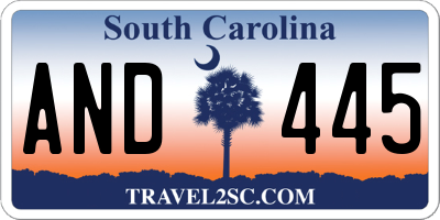 SC license plate AND445