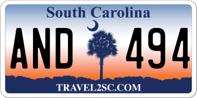 SC license plate AND494