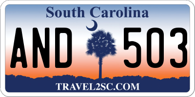 SC license plate AND503