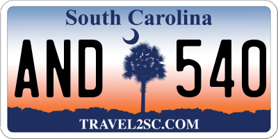 SC license plate AND540