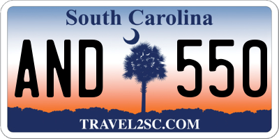 SC license plate AND550