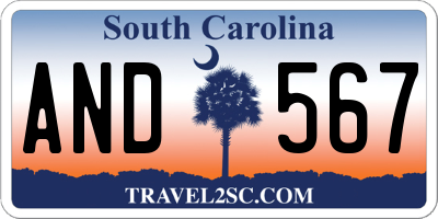 SC license plate AND567