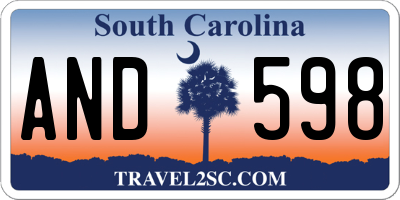 SC license plate AND598