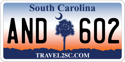 SC license plate AND602