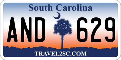 SC license plate AND629