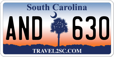 SC license plate AND630