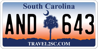 SC license plate AND643