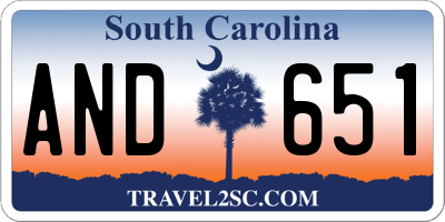 SC license plate AND651