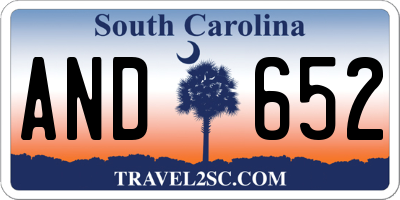 SC license plate AND652