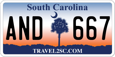 SC license plate AND667