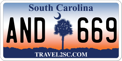 SC license plate AND669