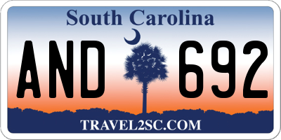 SC license plate AND692