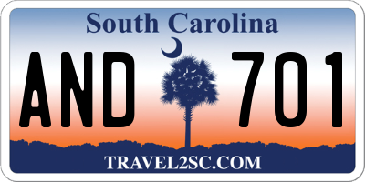 SC license plate AND701