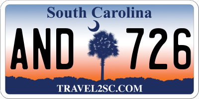 SC license plate AND726
