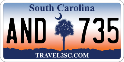 SC license plate AND735