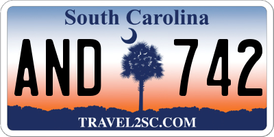 SC license plate AND742