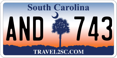 SC license plate AND743