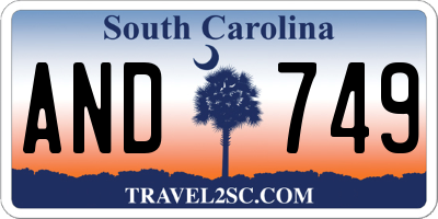 SC license plate AND749