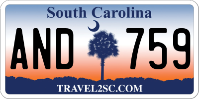 SC license plate AND759