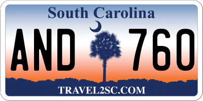SC license plate AND760