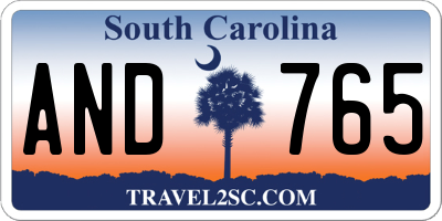 SC license plate AND765