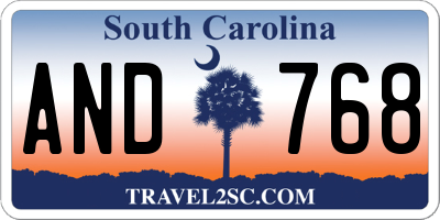 SC license plate AND768