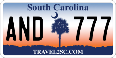 SC license plate AND777