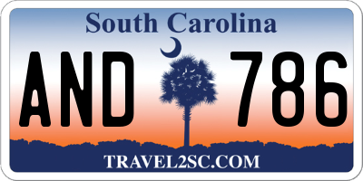 SC license plate AND786