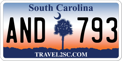 SC license plate AND793