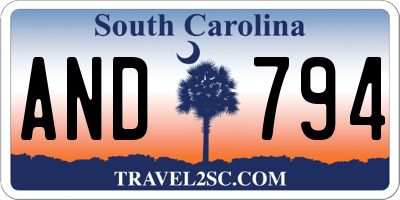 SC license plate AND794