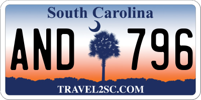 SC license plate AND796