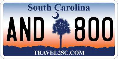 SC license plate AND800