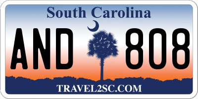 SC license plate AND808