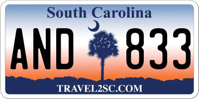 SC license plate AND833