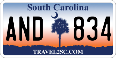 SC license plate AND834